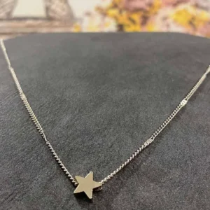 Gümüş Renkli Minimal Yıldız Tasarım İnce Zincirli Kolye 40 cm