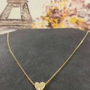 Altın Kaplama Minimal Kalp Tasarım İnce Zincirli Kolye 40 cm