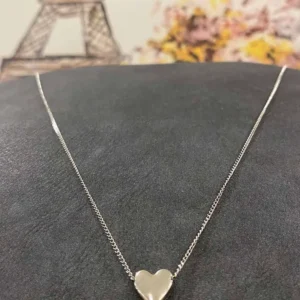 Gümüş Renkli Minimal Kalp Tasarım İnce Zincirli Kolye 40 cm