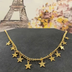 Altın Kaplama Yıldızlar Geçidi Tasarım Gerdanlık Kolye 40 cm
