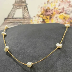 Zirkon Taş Sıralı Tasarım Kolye 40 cm