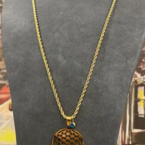 Altın Kaplama Kalın Uzun Zincir Nazar Boncuklu Çelik Hayat Ağacı Kolye 60 cm