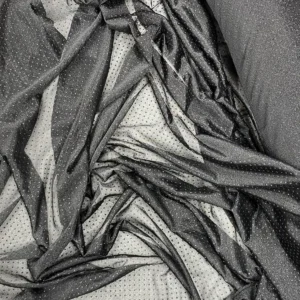 Yağmur Damlası Simli Abiye Elbise Şallık Tül Kumaş Siyah 27