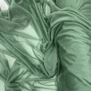 Yağmur Damlası Simli Abiye Elbise Şallık Tül Kumaş Mint Yeşil 75