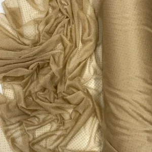 Yağmur Damlası Simli Abiye Elbise Şallık Tül Kumaş Gold 28
