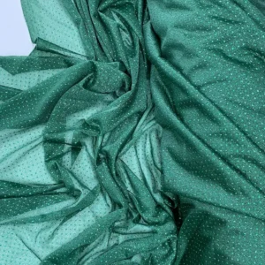 Yağmur Damlası Simli Abiye Elbise Şallık Tül Kumaş Zümrüt Yeşili 41-K