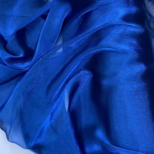 Abiye Elbiselik Işıltılı Tül Cam Organze Kumaş Petrol Mavi