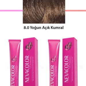 2 li Set Premium 8.0 Yoğun Açık Kumral - Kalıcı Krem Saç Boyası 2 X 50 g Tüp