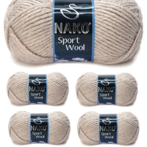 5 Adet Sport Wool Atkı Bere Ceket Yelek Örgü İpi Yünü No: 2167 Kanvas Beji