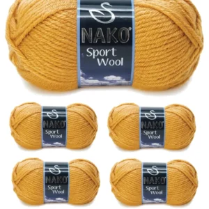 5 Adet Sport Wool Atkı Bere Ceket Yelek Örgü İpi Yünü No: 10129 Hardal