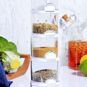 Akrilik Renkli Geçmeli 5'li Bremen Pratik Baharatlık Seti 12x8x25 cm