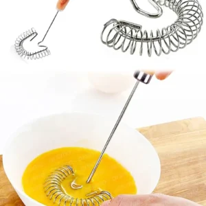 Bambu Saplı Paslanmaz Çelik Yaylı Çırpma Teli Karıştırıcı | Saplı Yumurta Çırpıcı