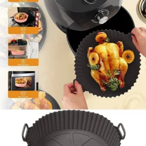 Airfryer Siyah Silikon Pişirme Kabı Airfryer Pişirme Tabanı 20 x 5 cm