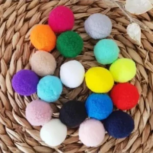 30 mm Renkli Karışık Yumuşak Ponpon Peluş 100 Adet