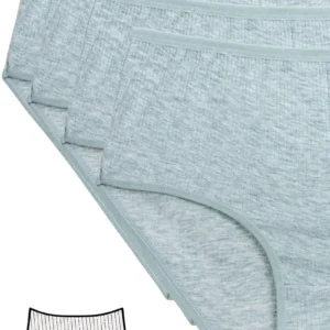 4'lü Yeni Seri Renkli Yüksek Bel Fitilli Ribana Bato Külot Yeşil