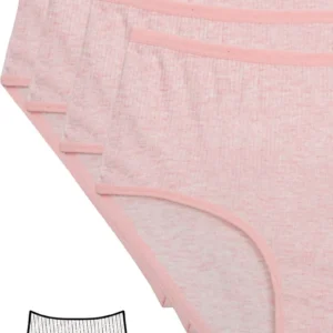 4'lü Yeni Seri Renkli Yüksek Bel Fitilli Ribana Bato Külot Pembe