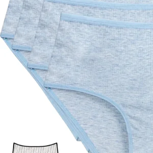 4'lü Yeni Seri Renkli Yüksek Bel Fitilli Ribana Bato Külot Mavi