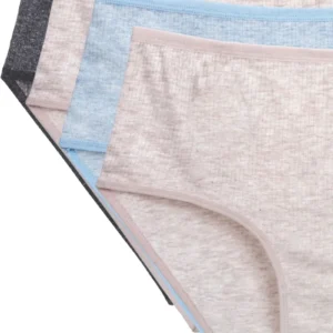 4'lü Yeni Seri Renkli Yüksek Bel Fitilli Ribana Bato Külot Pudra Gri Turquaz