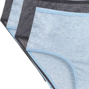 4'lü Yeni Seri Renkli Yüksek Bel Fitilli Ribana Bato Külot Turquaz Gri