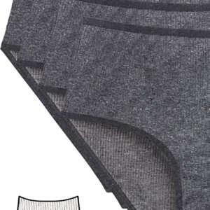 4'lü Yeni Seri Renkli Yüksek Bel Fitilli Ribana Bato Külot Antrasit