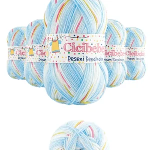 5 Adet Cici Bebe Kendinden Desenli Akıllı İplik Battaniye Yelek Ceket Yünü İpi Renk:02