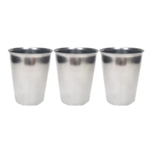 3 Adet Paslanmaz Çelik Krom Bardak 9 x 7,5 x 5,5cm