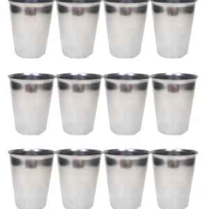 12 Adet Paslanmaz Çelik Krom Bardak 9 x 7,5 x 5,5cm