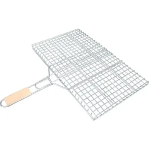 Ahşap Saplı Mangal Izgarası Galvanizli Paslanmaz Kafes Demir 30 x 40 cm