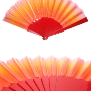 Şık Turuncu Desenli Doğal Serinletici Katlanabilir Yelpaze