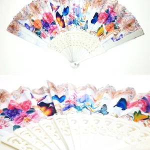 Şık Kelebek Desenli Doğal Serinletici Katlanabilir Yelpaze