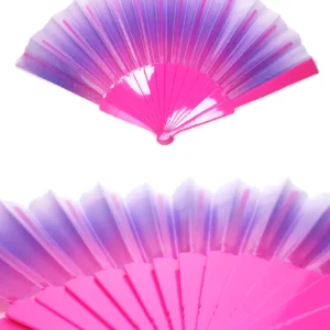 Şık Fuşya Desenli Doğal Serinletici Katlanabilir Yelpaze