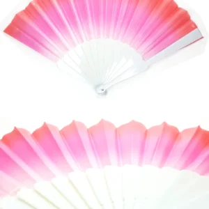 Şık Pembe Beyaz Desenli Doğal Serinletici Katlanabilir Yelpaze