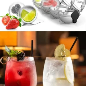 4'lü Küre Buz Topu Kalıbı - Yuvarlak Içecek Buz Topu Dondurucu Buzluk Saklama Ve Sunum Kabı