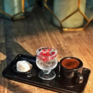 Lüks Sunum Tabaklı Kahve Fincanı Siyah