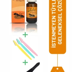 Tala Tüy Azaltıcı Karınca Yumurtası Yağı Çelik Cımbız ve 3 Adet Yüz Jileti Vücut Epilasyon Seti