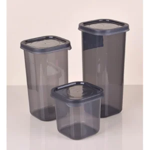 3 Boy Antrasit Sızdırmaz Kapaklı Dik Kare Erzak Saklama Kabı ANK150