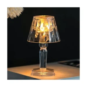 Menfry Küçük Boy Kristal Elmas LED Masa Lambası Pilli Projeksiyon Abajur 12CM