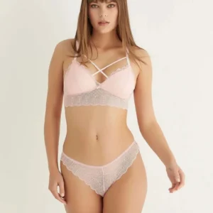 Pudra Destekli Çapraz Dantelli Bralet Takım 5527