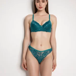 Yeşil Destekli Slip Külotlu Dantelli Sütyen Takımı 4007