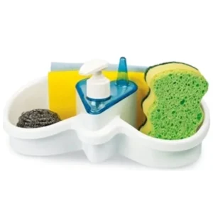 Sünger ve Deterjan Hazneli Lavabo Düzenleyici Sabunluk Organizer