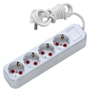 Asel 4 lü 3 metre Topraklı Anahtarlı Priz Ast A403