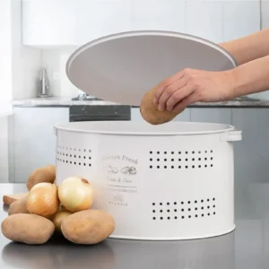 Lüx Bölmeli Metal Patates Soğanlık 6 Lt Sebzelik Saklama Kabı Ve Kovası