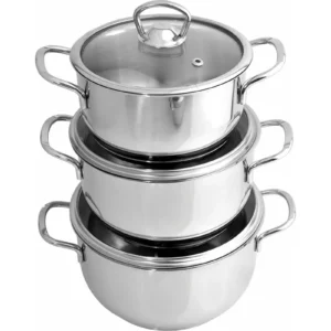 3lü Mini Tencere Set Sütlük Sosluk Yumurta Haşlama Isıstma Tenceresi 304 Paslanmaz Çelik 14-16-18cm