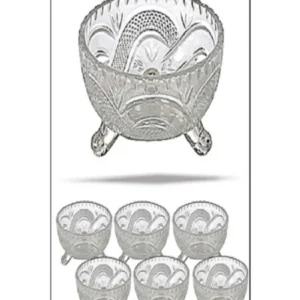 6'lı Kristal Lüx Ayaklı Cam Çerezlik Şekerlik Sunumluk Kase