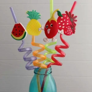 4 Adet Renkli Ve Figürlü Sert Plastik Çocuklar Için Pipetler