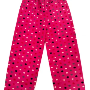 Kadın Polar Pijama Altı Termal Özellikli Pembe Puantiye Desenli Ev Giyim Cepsiz