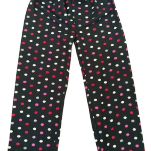 Kadın Polar Pijama Altı Termal Özellikli Siyah Puantiye Desenli Ev Giyim Cepsiz