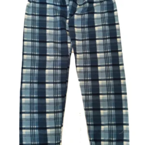 Unisex Polar Pijama Altı Termal Özellikli Mavi Ekose Desenli Ev Giyim Cepsiz