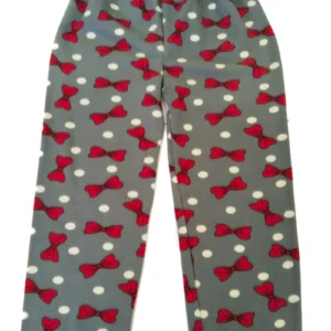 Kadın Polar Pijama Altı Termal Özellikli Papyon Desenli Gri Ev Giyim Cepsiz