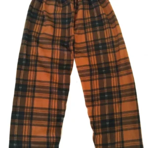 Unisex Polar Pijama Altı Termal Özellikli Taba Ekose Desenli Ev Giyim Cepsiz